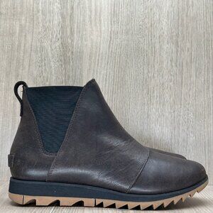 Sorel Boots Womens 7.5 Harlow Chelsea Ankle Waterproof Leather Brown NL3726-205